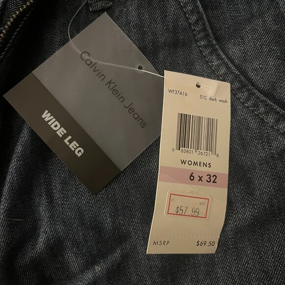 Calvin Klein Size 6 Wide Leg Jeans - NWT - Picture 4 of 5